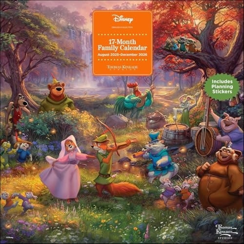 Disney Dreams by Thomas Kinkade Studios 17-Month 2025-2026 Family Wall Calendar Andrews McMeel Publishing