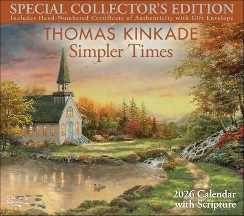 Thomas Kinkade Collectors Scripture Edition 2026 Deluxe Wall Calendar + Print Andrews McMeel Publishing