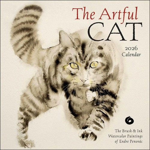 Artful Cat 2026 Wall Calendar, Brush a Ink Watercolor Paintings Andrews McMeel Publishing