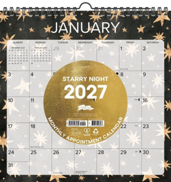 Willow Creek Press Starry Night 2027 12" x 12" Spiral Wall Calendar - Willow Creek Press