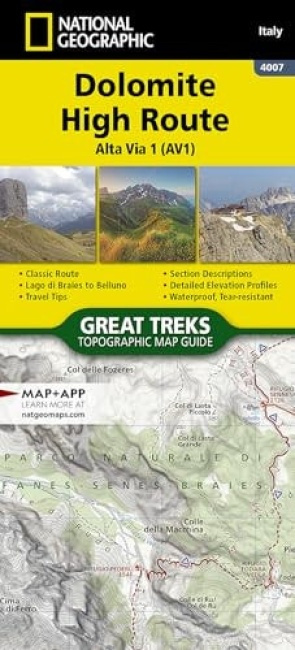 Dolomite High Route Map [Alta Via 1] Map Natl Geographic Society Maps