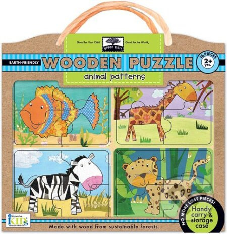 Green Start Animal Pattern Wooden Puzzle (Earthly Friendly Puzzles with Handy Carry and Storage Case) - puzzle z kategorie Maxi dílky