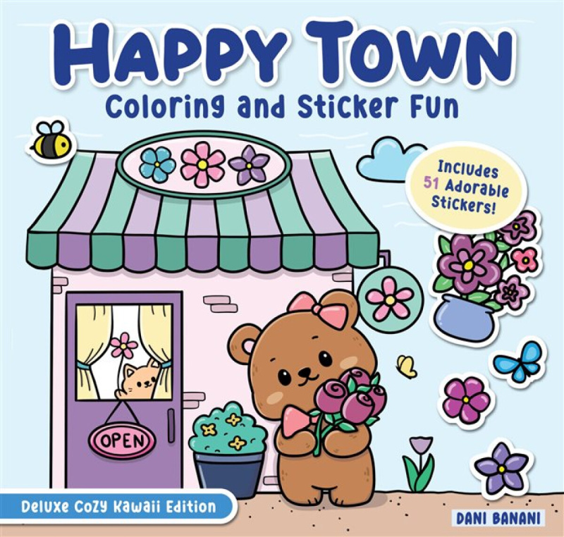 Fox Chapel Publishing Happy Town Coloring and Sticker Fun - Banani, Dani