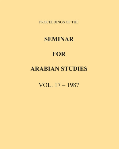 Archaeopress Proceedings of the Seminar for Arabian Studies Volume 17 1987