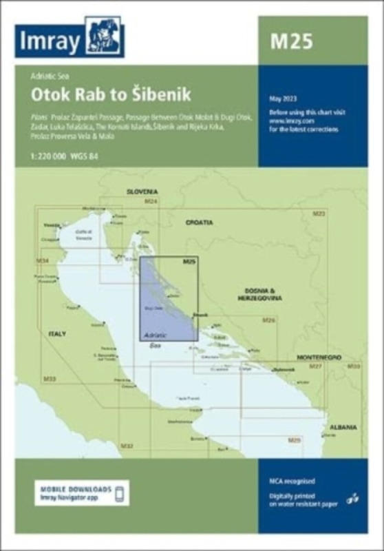 Imray Chart M25, M25 Otok Rab to Sibenik Imray, Laurie, Norie & Wilson Ltd