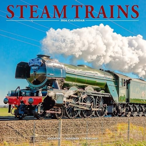 Steam Trains Calendar 2026  Square Trains Wall Calendar - 16 Month Avonside Publishing Ltd