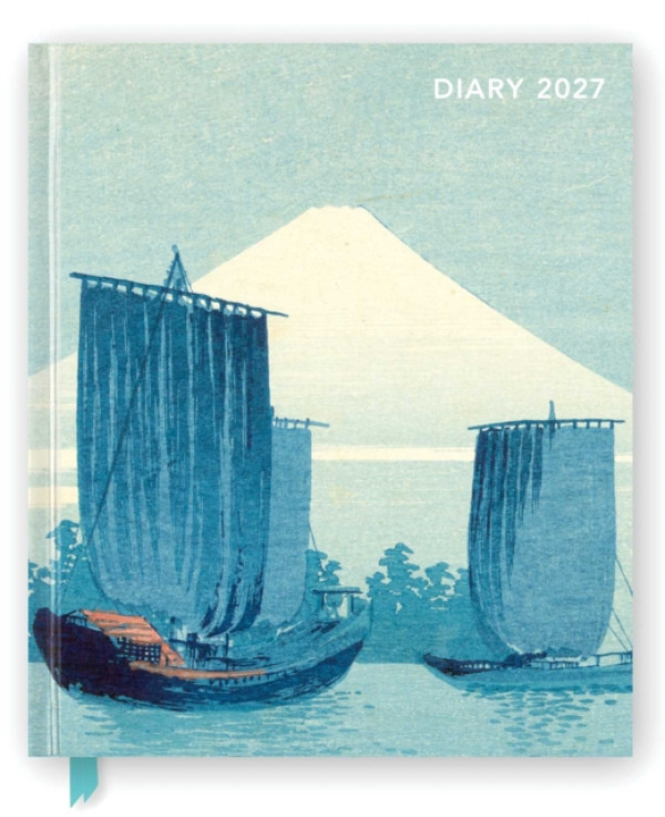 Flame Tree Publishing Japanese Woodblocks 2027 Desk Diary Planner - Week to View, Illustrated Throughout
