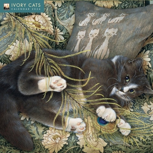 Ivory Cats by Lesley Anne Ivory Wall Calendar 2026 (Art Calendar) Flame Tree Publishing