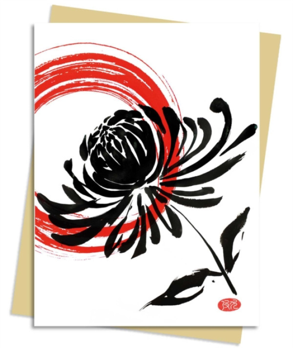 Flame Tree Publishing Sumi Flowers: Crysanthemum Greeting Card Pack