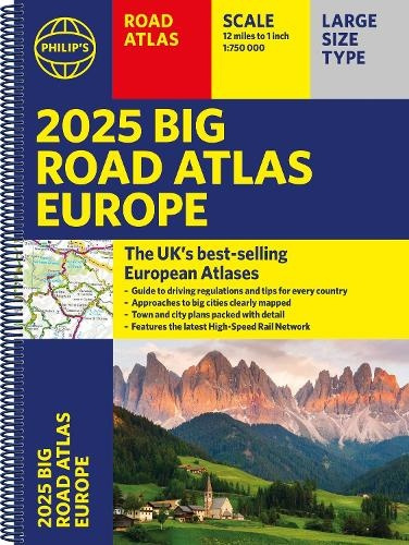 2025 Philips Big Road Atlas of Europe, (A3 Spiral Binding) Octopus Publishing Group
