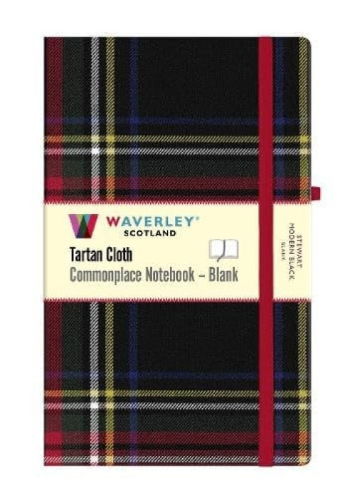 The Gresham Publishing Co. Ltd Stewart Modern Black Tartan Hardback Blank Notebook: Large 21cm x 13cm - Scotland, Waverley