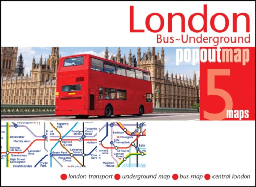 London Bus and Underground PopOut Map, Pocket-size, pop up map showing Londons bus network and entire tube network Heartwood Publishing
