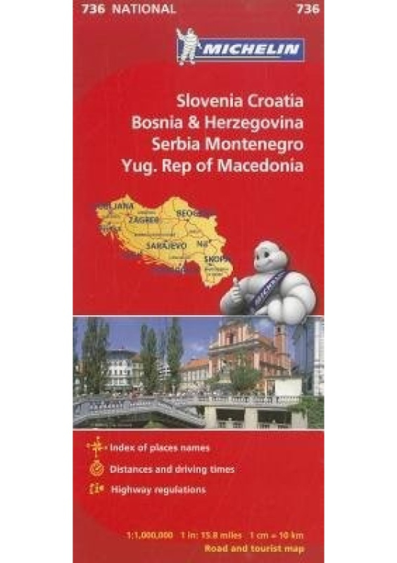 Slovenia, Croatia, Bosnia - Michelin National Map 736 Michelin Editions des Voyages