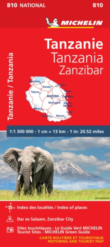 Tanzania a Zanzibar - Michelin National Map 810, Map Michelin Editions des Voyages