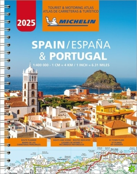 Spain a Portugal 2025 - Tourist and Motoring Atlas (A4-Spiral) Michelin Editions des Voyages