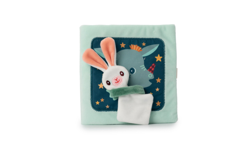 Lilliputiens - textilní knížka s aktivitami -dráček Joe a jeho muchláček