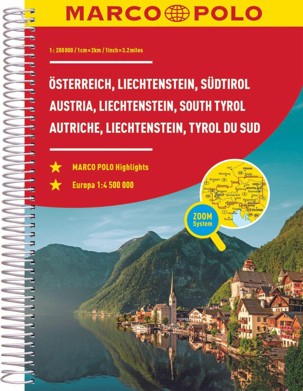 Rakousko, Lichtenštejnsko, Jižní Tyrolsko / autoatlas (spirála) 1:200 000
