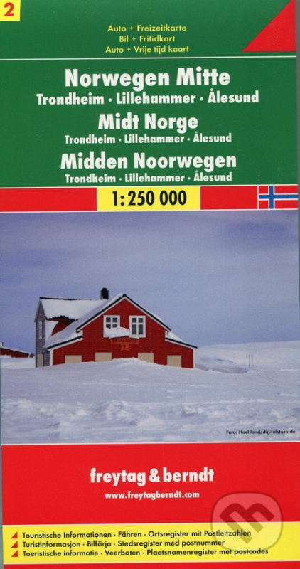 Norwegen Mitte 1:250 000 (Trondheim, Lillehammer, Alesund - Platná do r. 2019)