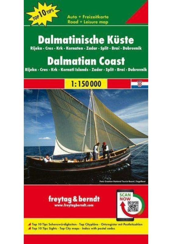 Dalmatinische Küste 1:150 000 (Rijeka, Cres, Krk, Kornaten, zadar, Split, Brač, Dubrovnik)