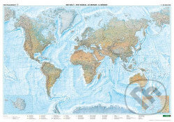 Svet nástenná mapa fyzická (lamino+lišta 1:35 000 000)