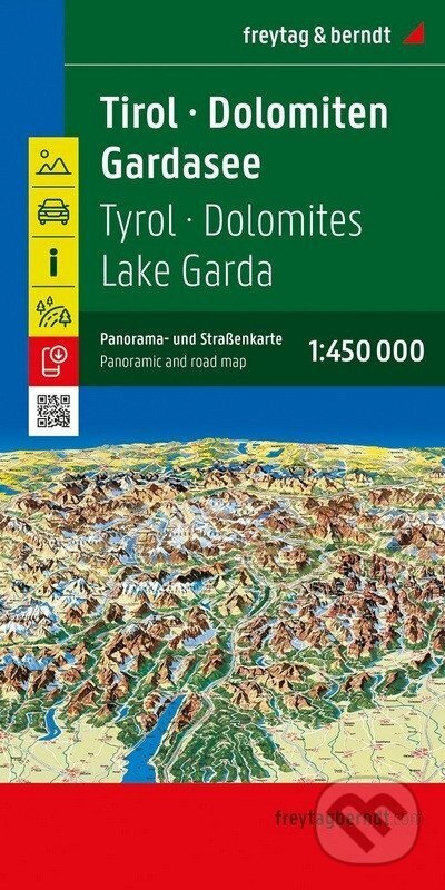Tyrolsko – Dolomity – Gardské jezero 1:450 000 / automapa + panoramatická mapa