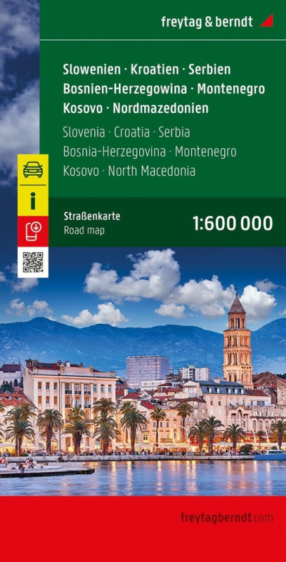 Slovinsko - Chorvatsko - Srbsko - Bosna a Hercegovina - Černá Hora - Kosovo - Severní Makedonie 1:600 000