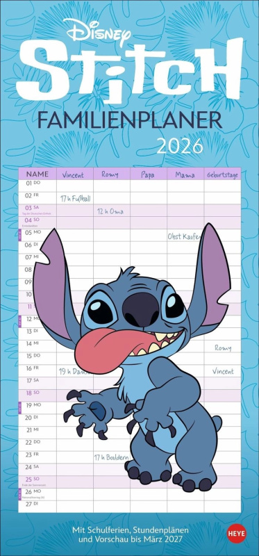 Disney Stitch rodinný plánovací kalendář 2026 - 1 kus