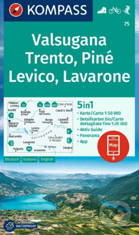 75 Valsugana, Trento, Piné, Levico, Lavarone 1: 50 000