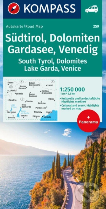 Südtirol, Dolomiten, Gardasee, Venedig 1: 250 000+ Panorama