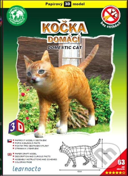 Kočka domácí (Papírový 3D model/63 dílků) - hra z kategorie Naučné knihy