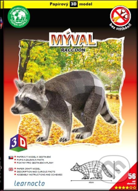 Mýval (Papírový 3D model/56 dílků) - hra z kategorie Naučné knihy