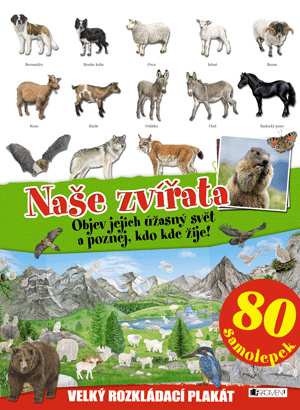 NAŠE ZVÍŘATA  – velký rozkládací plakát, 80 samolepek Fragment