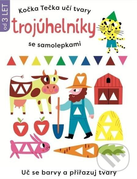 Kočka Tečka učí tvary Trojuhelníky se samolepkami