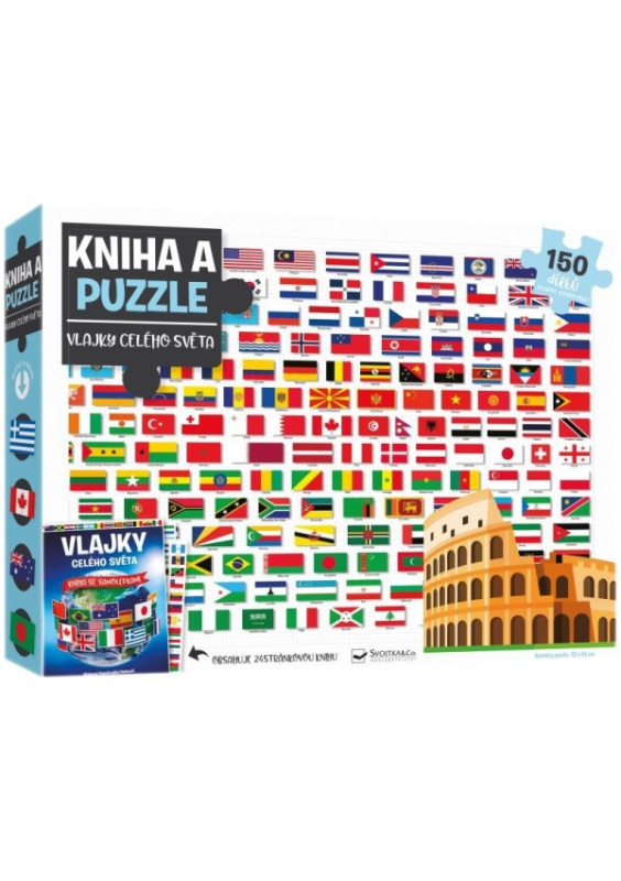 Kniha a puzzle - Vlajky celého světa