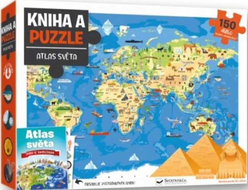 Kniha a puzzle - Atlas světa