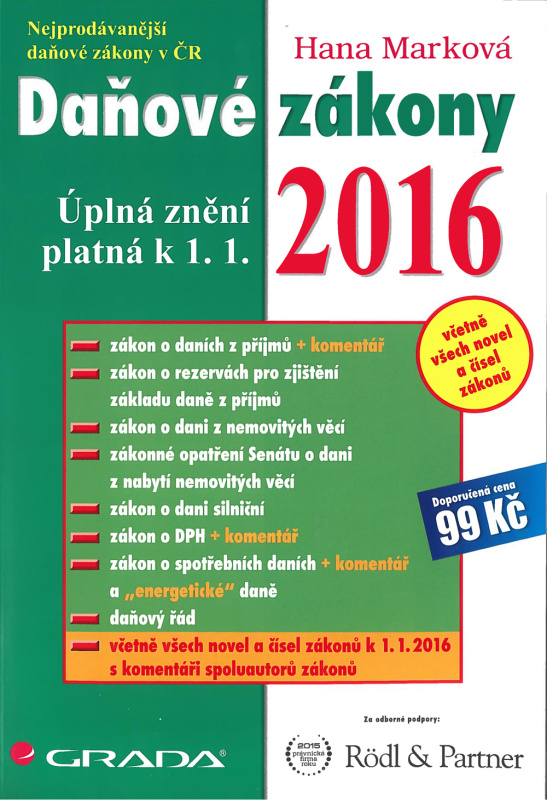 E-kniha: Daňové zákony 2016 od Marková Hana
