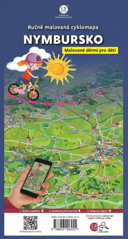 Ručně malovaná cyklomapa Nymbursko