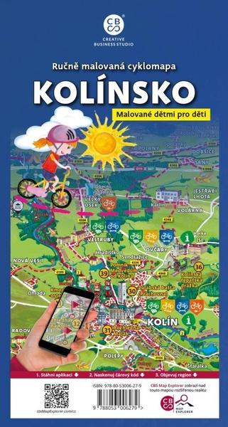Ručně malovaná cyklomapa Kolínsko