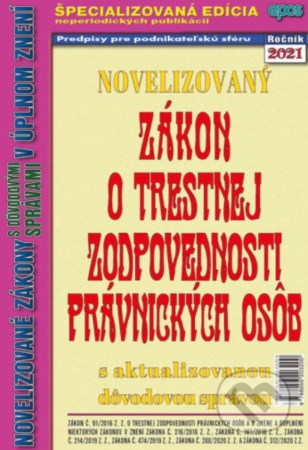 Novelizovaný zákon o trestnej zodpovednosti právmických osôb - kniha z kategorie Trestní právo