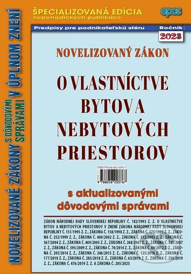 Novelizovaný Zákon o vlastníctve bytov a nebytových priestorov - kniha z kategorie Právo