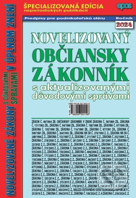 Novelizovaný Občiansky zákonník (s aktualizovanými dôvodovými správami v úplnom znení) - kniha z kategorie Právo