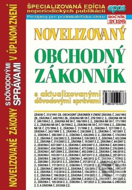 Novelizovaný Obchodný zákonník (s aktualizovanými dôvodovými správami v úplnom znení) - kniha z kategorie Obchodní právo