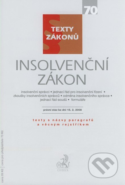 Insolvenční zákon (Právní stav ke dni 15.2.2008) - kniha z kategorie Obchodní právo