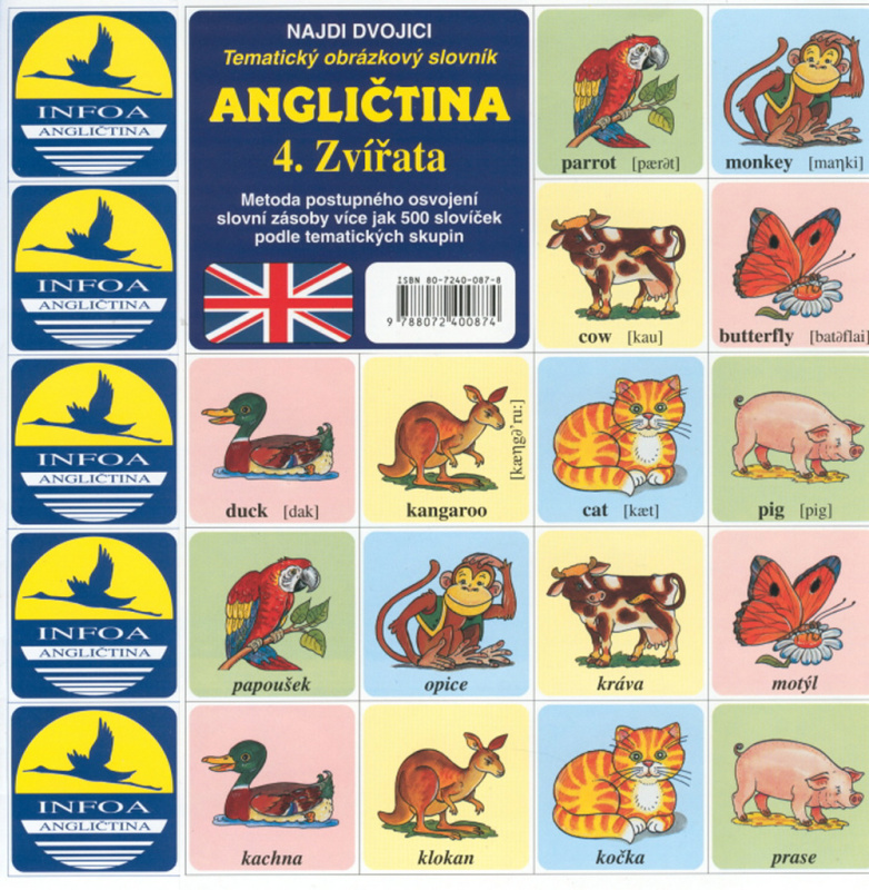 Angličtina 4.: Zvířata - hra z kategorie Karty, pexeso