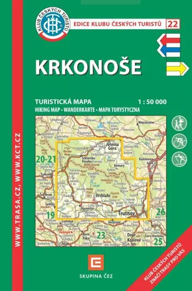 KČT 22 Krkonoše 1:50T Turistická mapa Klub českých turistů