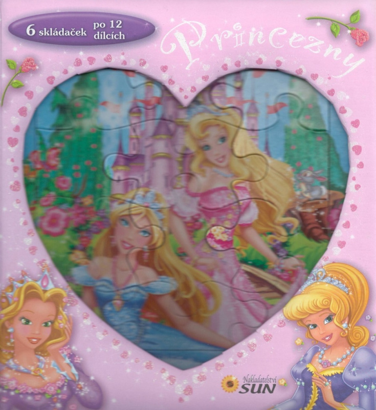 Princezny - skládačková knížka srdce NAKLADATELSTVÍ SUN s.r.o.