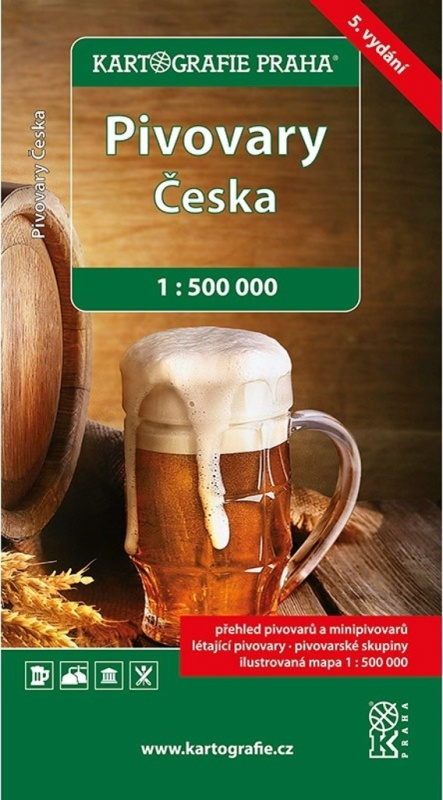 Pivovary Česka 1:500 000 (mapa pivovarů Česka s tematickou brožurou)