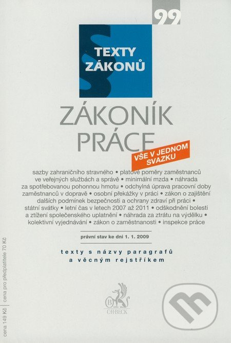 Zákoník práce (Právní stav ke dni 1.1.2009) - kniha z kategorie Pracovní právo