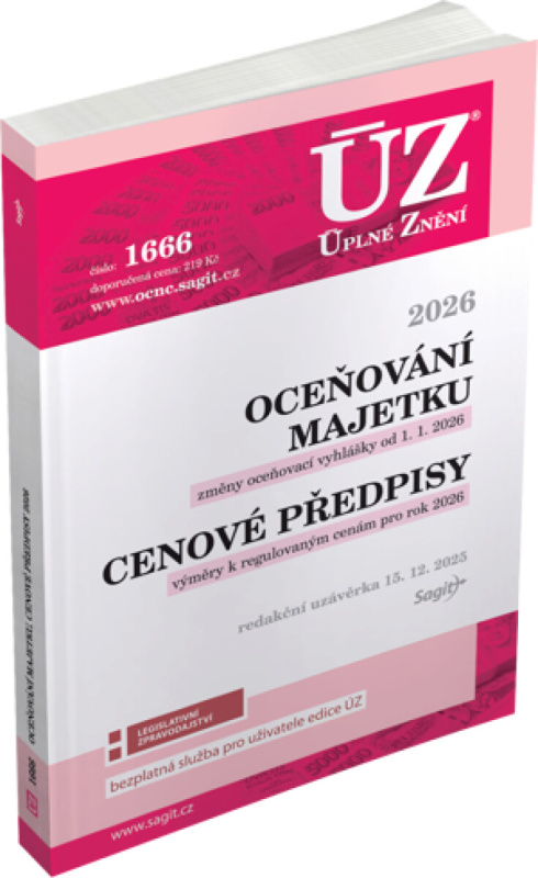ÚZ 1666 Oceňování majetku, Cenové předpisy, 2026