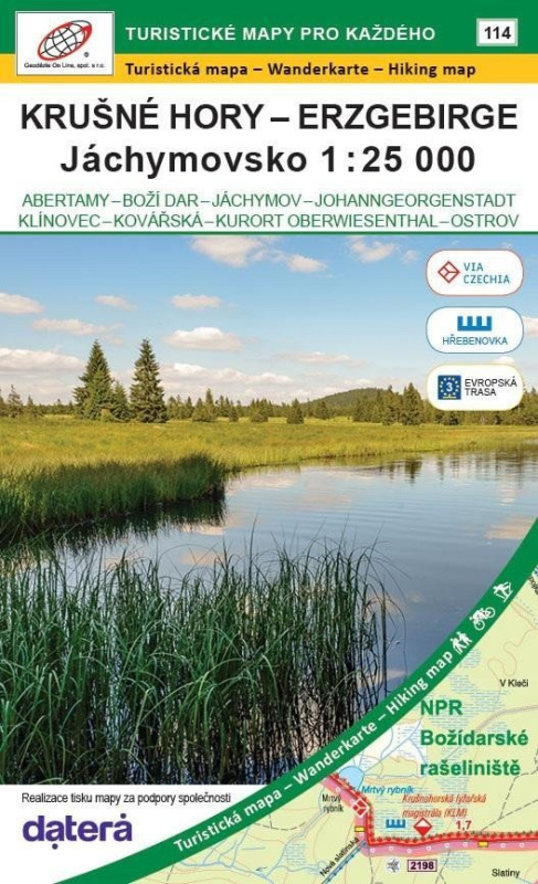 Krušné hory - Erzgebirge, Jáchymovsko 1:25 000 (Abertamy, Boží Dar, Jáchymov, Johanngeorgenstat, Klínovec, Kovářská, Kurort Oberwiesenthal, Ostrov) / 114 Turistické mapy pro každého nezadán